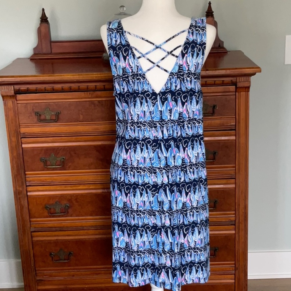 NWT Lilly Pulitzer Kristen Dress Sails and Stripes SZ L Coastal Preppy Nautical - Picture 6 of 10